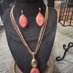 Style & Co. Gold and Coral Necklace Set